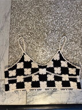 Forever 21 Black & Cream Crochet Bralette Top